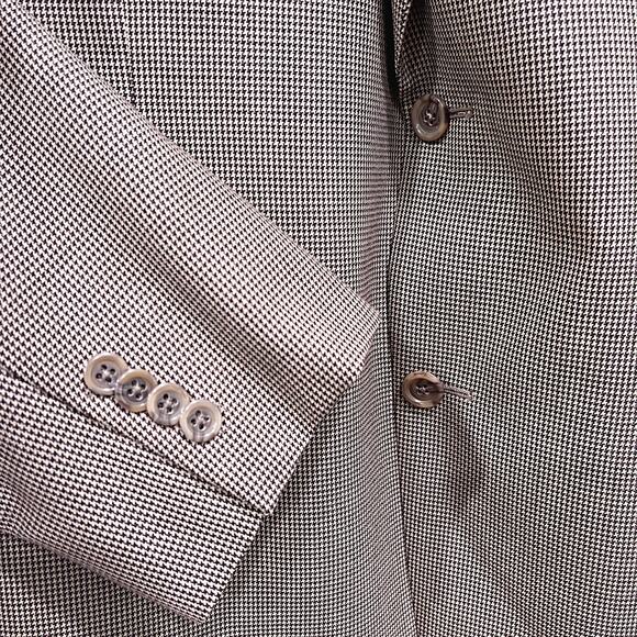Loro Piana Italy Cremieux Collection Houndstooth Sport Coat Brown Wool Mens 43L - Picture 3 of 9